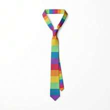 Unisex Rainbow Tie Creative Fashion Colorful Tie Pride Month Party 8cm Narrow Adjustable Soft Hand Tied Men Necktie