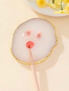 Resin White Nail Art Color Display Plate, Imitation Agate Design Golden Paint Nail Polish Palette Display Board Tools Lightweight And Portable Round Nail Art Mixing Palette Women And Girls,Nail Supplies,Nail Tools,Nail Art Tools,Back To School,Nails,Nail Tools Press On Nails - trắng - Xem 5