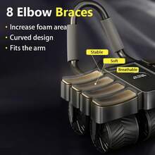 4/6-Wheels Abdominal Wheel Roller With 8 Elbow Supports  And Automatic Rebound, Multi- Layered Anti-Slip Design Home Gym Workouts Exercise Machines For Core Strengthening Fitness (Includes Timer And Kneeling Pad) - Black - View 3