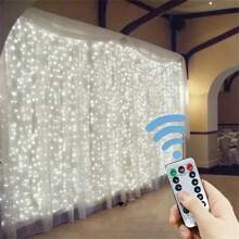 1 Stück USB Vorhang Lichterkette, 8 Beleuchtungsmodi, warm/weiß/farbwechselnd, mit Fernbedienung, geeignet für Zuhause, Schlafzimmer, Weihnachtsbaum, Halloween, Erntedankfest, Hochzeitsfeier, Innendekor, Weihnachtsgeschenk