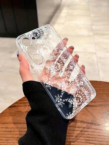 1pc Intricate Lace Pattern Transparent Reinforced Protective Phone Case, Compatible With IPhone/Redmi Waterproof Shockproof Anti-Fall Scratch Resistant - Multicolor - View 2