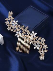 1/4件套优雅新娘头饰，合金水晶发夹，复古风格发饰，适合婚礼、情人节、婚宴、礼物 - A - 查看 2