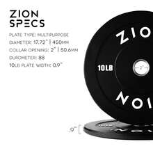 ZION Bumper Plates With Steel Hub 10-45 LB 2-Inch, Weight Plates, Pesas Para Hacer Ejercicio, Bumper Plates For Strength Training Shock Absorbing Low Bounce Technology Sport Series- Black Easy To Load And Unload, Safe, Suitable For Families And Gyms,Weightlifting,Fitness Training,Suitable As A Family Gift