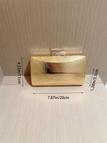 1pc Asymmetrical Shaped Luxury Evening Bag, Romantic Wedding Clutch, Formal Party Handbag With Chain Strap, Bridal Purse For Spring/Summer Formal Gowns - Gold - View 5