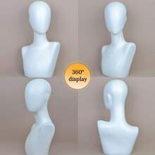 Uneven Shoulders Wig Mannequin Head Display Model, Wig Head Mannequin, Wig Stand Head, Hat Display, Hairpieces Display, Hat Mannequin Body, White Wig.