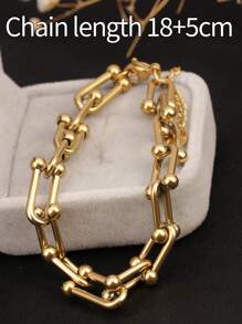 1pc 18K Gold Stainless Steel U-Shaped Horseshoe Ring Accessories For Women, Hip-Hop Style, Suitable For Daily Wear, Gift For Girlfriend, Friend