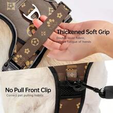 Local Delivery--No Pull Dog Harness With Leash, Reflective No Choke Pet Vest Harness,Adjustable Soft Padded Dog Harness With Easy Control Handle For Medium Dogs(Checkered Pink,Medium) - Dark Brown - View 3