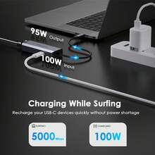 1个USB转以太网适配器，95W PD输入，USB-C接口，RJ45 10/100/1000Mbps/2.5G/5Gbps，即插即用，便携式，铝制外壳，兼容Thunderbolt 5/4/3，适用于笔记本电脑/台式机/平板电脑