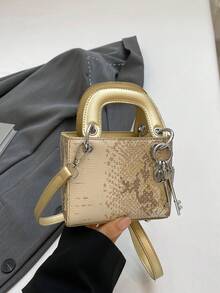 Mini New Snake Skin Pattern Clutch Bag, Decorative Accessories, Personalized Shoulder/Crossbody/Handbag - Gold - View 6