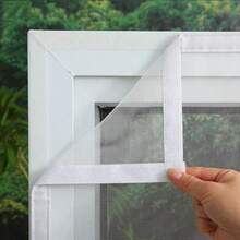 1 件装自粘隐形纱窗夏季防蚊虫纱窗操作简单可拆卸白色纱窗无需钻孔带钩环