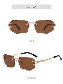 Fashionable Travel Glasses, Rimless Polygonal Cut-Edge Glasses For Women