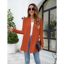 Newchoice Womens Casual Lightweight Long Sleeve Cardigan Soft Drape Open Front Fall Dusters (S-3XL) - Burnt Orange - View 6