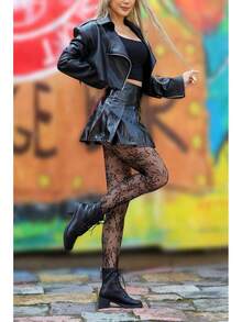 EVERSWE High Waist Fishnet Tights, Thigh High Suspender Stockings