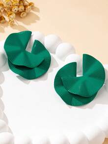 1 Pair Fashionable Versatile Geometric Metal Stud Earrings, Suitable For Women's Daily Wear