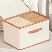 1PC Light Luxury Flip Lid Organizer, Clothing Organizer, Quilt Organizer, Closet Organizer, Miscellaneous Organizer, Toy Organizer, Holiday Decorative Organizer, Fall Decorative Organizer, Built-In Rigid Sheet, Upgraded Thickened Fabric, Wider Comfortable Imitation Leather Carrying Handle, Suitable For Dormitory Storage, Home Storage, Moving Storage, Warehouse Storage.