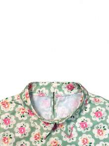 Women's Retro Floral Art Print Casual Shirt - Multicolor - View 4
