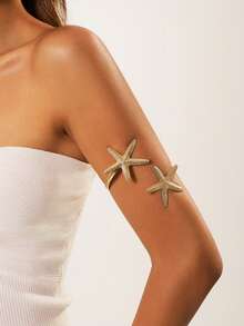 1 件复古波西米亚海洋主题金属金色装饰手链，适合女性日常和节日身体链装饰 - 珍珠海星(0387) - 查看 13