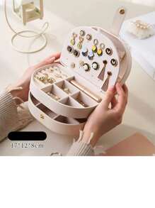 1pc 3-Tier Jewelry Organizer Box, Large Capacity Multi-Purpose Custom Personalized Name/Text Jewelry Storage Box PU Leather High-End Exquisite Earrings Necklace Multi-Compartment Jewelry Box - Ideal Gift For Bridesmaids, Birthday, Anniversary, Valentine's Day, Wedding, Best Friend, Mom, Wife, Excellent For Travel