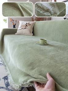 1 tấm bọc ghế sofa đơn giản, màu trơn, được làm từ vải nhung, chống trầy xước và bền, có thể giặt máy, bảo vệ đồ nội thất phù hợp cho phòng khách, phòng ngủ và văn phòng, sử dụng được quanh năm. - màu xanh lá - Xem 1