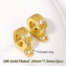2 stuks 18K verguld messing metalen inleg zirkonia scharnierende hanger enhancer borgsluitingen DIY sieraden maken accessoires