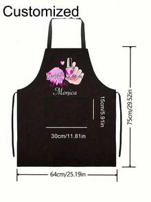 1 pezzo Grembiule personalizzato in poliestere per smalto per unghie, grembiule in poliestere, regolabile, resistente all'acqua e comodo per la cucina domestica, la cottura, il barbecue, l'apprendista di ristorante, il parrucchiere, il salone di bellezza, il cosmetologo, la scuola di cosmetologia, il barbiere, regalo unico