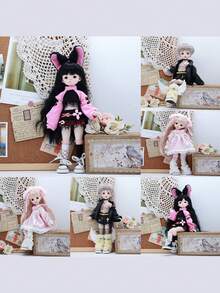 1pc 30cm Doll Outfit Six-Piece OB11 Y2K Style Fashion Set, School Uniform Clothing (Clothes Only). Good Meaning. (Note: Some Small Accessories On The Clothes May Be Randomly Included, But The Style Will Be The Same.) - Multicolor - View 3