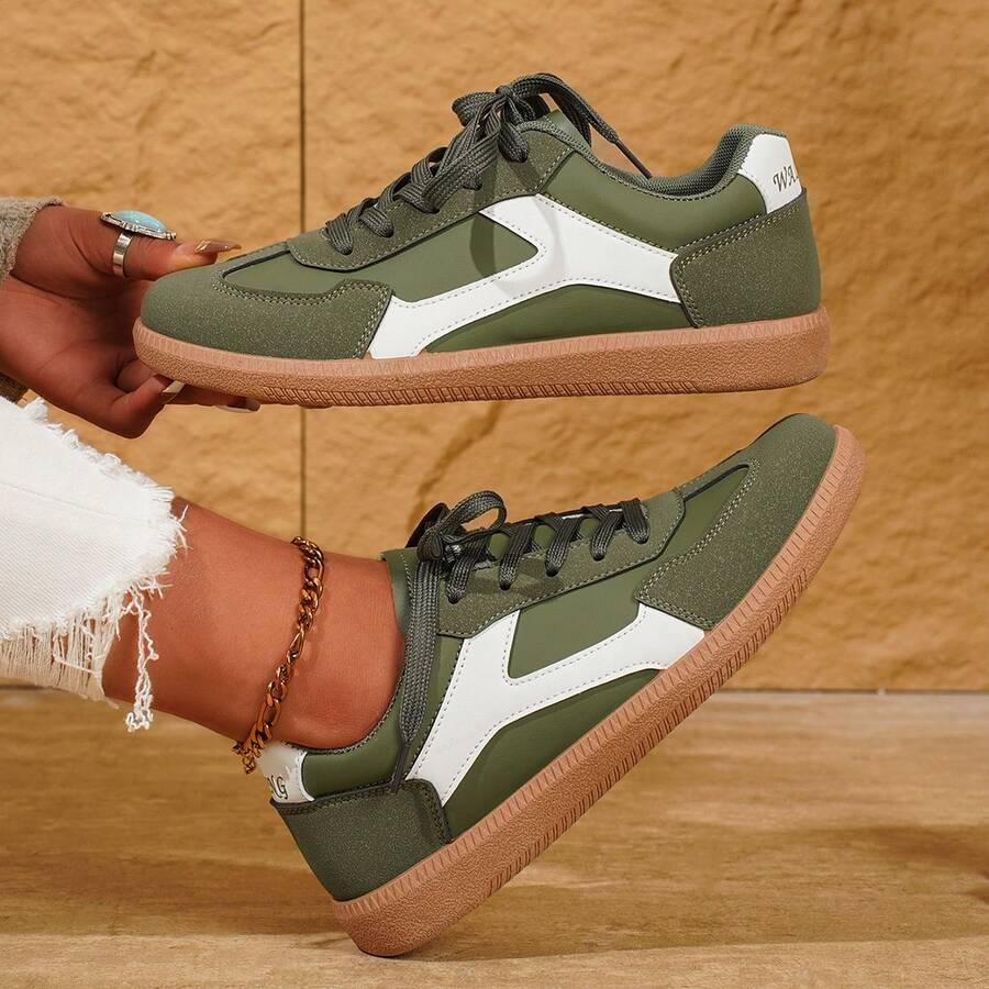 Women's Summer Mesh Slip-On Shoes, New Spring & Autumn Casual Flat Soft Bottom Anti-Skid Color Block Outdoor Sports Sneakers - Green - View 1