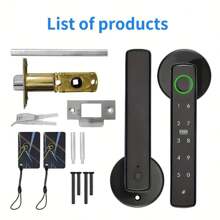 5-In-1 Smart Door Handle Lock With Fingerprint Access, Wireless App Control, Keyboard, 2 IC Cards And Keys - Aluminum Alloy, Battery Powered Smart Home Security, Home Door Lock