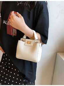 新款时尚休闲按扣锁手提包，适合聚会、郊游、购物和日常使用，可容纳硬币、手机，也可作为办公室女士、大学生、女士的工作包，优雅