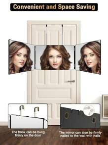 3 Way Mirror For Self Hair Cutting,360 Haircuts Mirror Men For Barber Use Tools,To See Back Of Head,Tri Fold Mirror With Portable Height Adjustable Telescoping Hooks Gifts Birthday Graduation Back To School