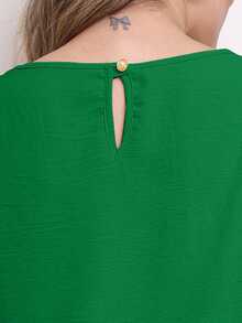 MARILYN MONNA Women's Blouse Tailored Simplicity Elegant Social Basic Crepe 3/4 Princess Sleeve Tamires - 綠色 - 查看 3