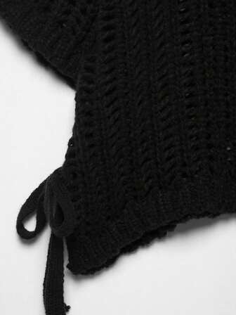 ZEVITY Suéter de punto casual con decoración de cordones laterales y aberturas, diseño de nudo en el bajo, tejido grueso, para otoño/invierno SW2515