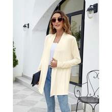 Newchoice Womens Casual Lightweight Long Sleeve Cardigan Soft Drape Open Front Fall Dusters (S-3XL) - Light Apricot - View 5