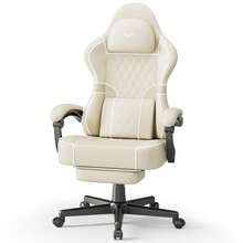 Soontrans Gaming Chair With Footrest,High Back Ergonomic Computer Gamer Chair,Comfortable Video Game Chair With Lumbar Cushion, Racing Reclining Office Desk Chair For Adult - Beige - View 1