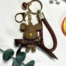 Resin Yarn Bear Key Chain, Elegant Accessory For Car, Backpack, Purse, Couples, Fashionable Gift