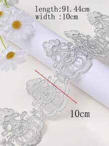 New Multi-Color Lace Embroidery Bone Trim Net Fabric For DIY Clothing, Wedding Dress, Accessories/ Length: 91.4cm/ Width: 10cm - Multicolor - View 12