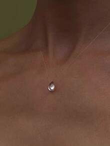 1 件时尚简约仿水滴露珠项链，适合女性任何场合 - 無色 - 查看 2