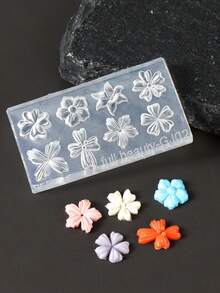 FULL BEAUTY 2pcs Spring Flower Petals Silicone Nail Mold Lily Cherry Blossom Floral DIY Design Manicure Template 3D Carving Nail Art Silicone Mold Stencil Reusable Tools - Clear - View 2