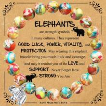 1PC Elephant Gift For Women Friend, Elephant Pendant Bracelet With Blessing Card Gifts For Daughter Son Niece Nephew Friend And Mom Dad, Exquisite Bohemian Style Bracelet Gifts For Elephant Lovers
