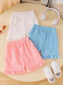 Set da 3 pantaloncini da ragazza per l'estate, nuovi pantaloncini casual leggeri per bimbi del 2025, polivalenti