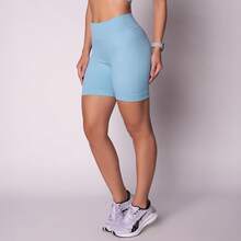 SELENE Bermuda Shorts Seamless Selene Ribbed Sport Women's Gym Fitness Basic Original - 淺藍色 - 查看 1