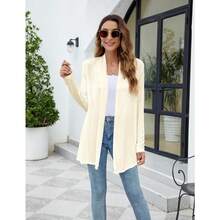 Newchoice Womens Casual Lightweight Long Sleeve Cardigan Soft Drape Open Front Fall Dusters (S-3XL) - Light Apricot - View 6