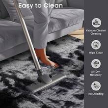 Large Shaggy Area Rug For Living Room & Bedroom – Washable Fluffy Carpet With 1.7in High Pile, Plush Aesthetic Throw Rug, Non-Slip Rubber Backing With 4 Anti-Slip Pads, Durable Edge Stitching – Cozy Minimalist Decor – Great Gift For Halloween & Christmas, Perfect For Play Rooms & Parties – Heavyweight 700g+/㎡ – Sizes: 4*6 / 5*7 / 6*9 / 8*10 / 9*12 Ft - 9- Tie-dyed Black & Grey - View 3