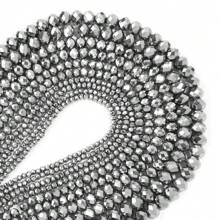 1pc Metallic Silver Faceted Crystal Beads 3/4/6/8/10mm Plated Crystal Abacus Beads