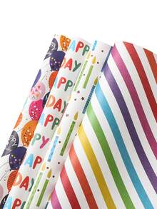 4/8pcs 50*70cm Mixed White Kraft Birthday Colour Wrapping Paper, Birthday Colour Pattern Happy Birthday Gift Wrapping Paper Decoration, Gift Wrapping Supplies, Suitable For Birthday Babe Shower Party Room Table Gift Packaging Decoration, Festival Party Gifts Favor - Mixed White Leather Birthday - View 6