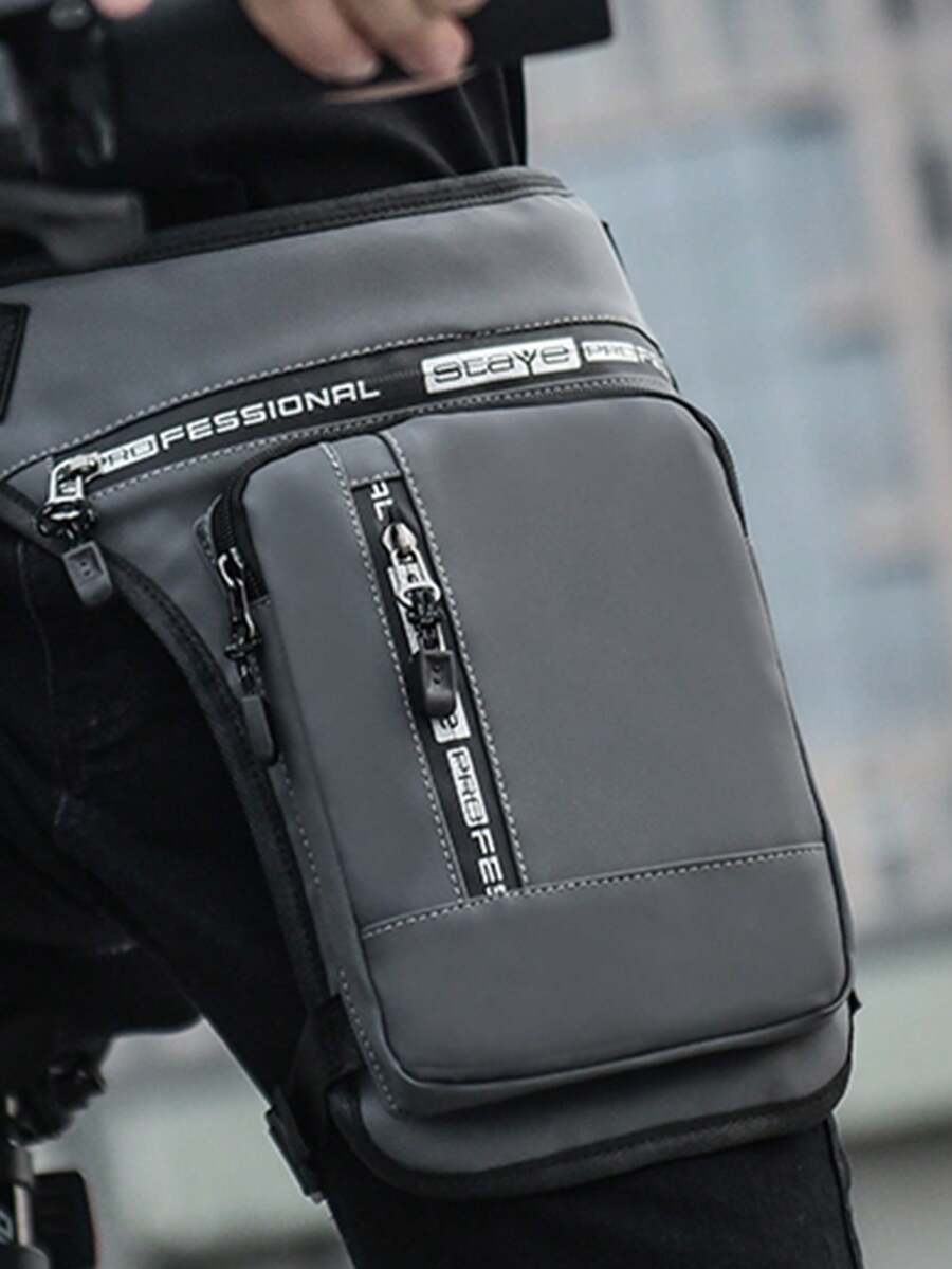 新款男士腰包、休闲男士帆布包、男士横款胸包、腿包 - 灰色 - 查看 1