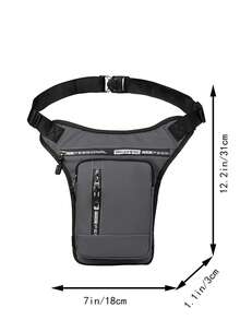 新款男士腰包、休闲男士帆布包、男士横款胸包、腿包 - 灰色 - 查看 2