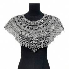 Floral Embroidery DIY Set: Sequin Hollow-Out Embroidered Shawl & Cuffs, Costume Accessory For Evening Gown, Cheongsam, Can DIY Garment