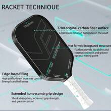 VISPINVO Pickleball Paddle, 16MM T700 Thermoformed Raw Carbon Fiber Pickleball Paddle, USAPA Approved, Polypropylene Honeycomb Core, Foam Injected Edges For Expanded Sweet Spot, Control And Balance