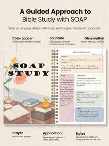 1pc Bible Study Journal Notebook, 52-Week S.O.A.P Method Bible Study Guide, Daily Prayer Journal Church Note Taking Faith Gifts For Women & Men, Office School Supplies Friends Gift Back To School Supplies